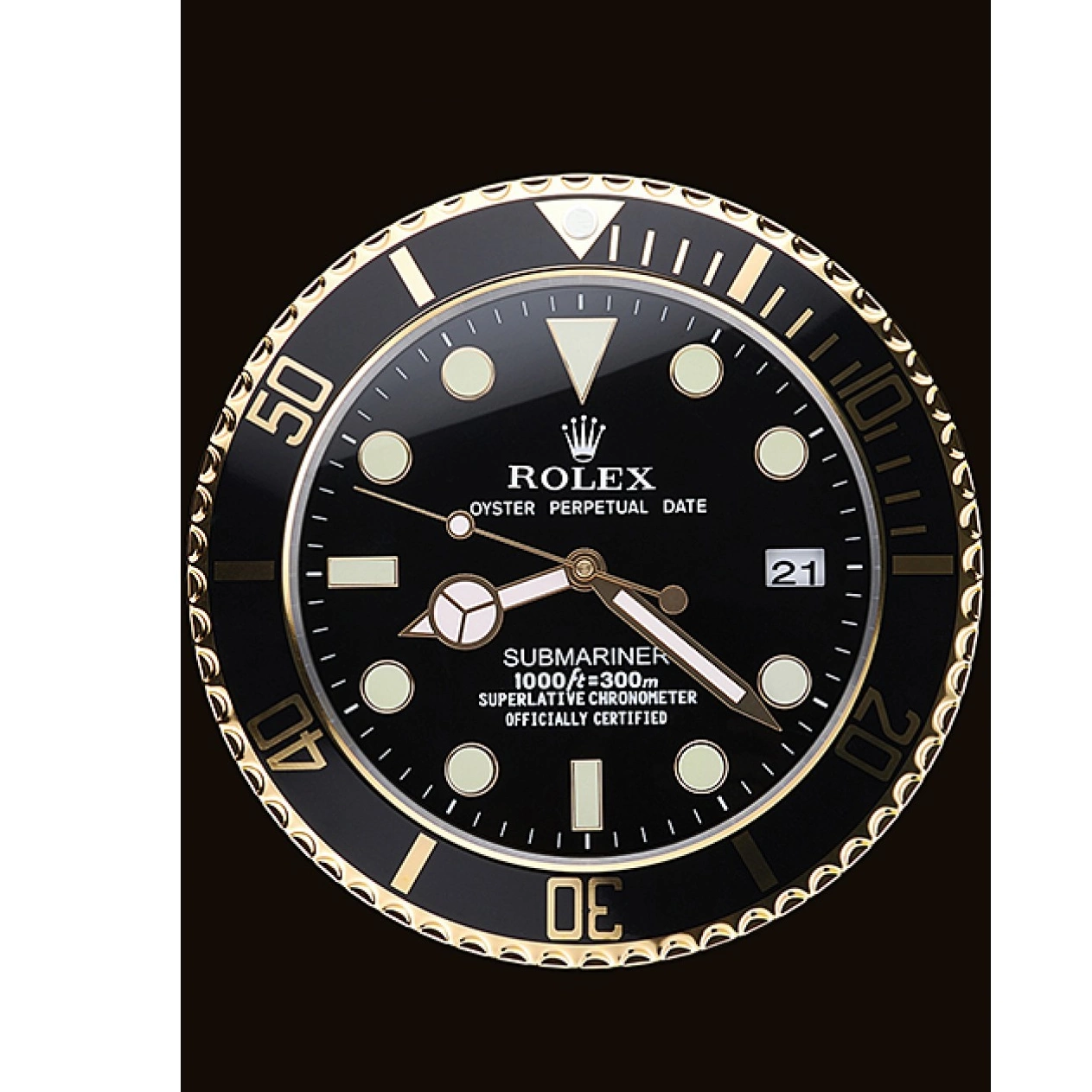 MiroTime 0813 Rolex Submariner Wall Clock Black-Gold 622476